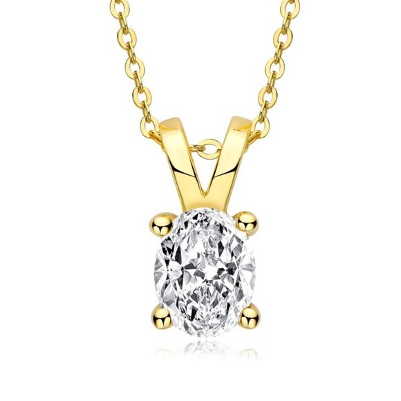 Certified 1ct. t.w. Moissanite Diamond Oval Pendant Necklace NEW - Picture 1 of 10